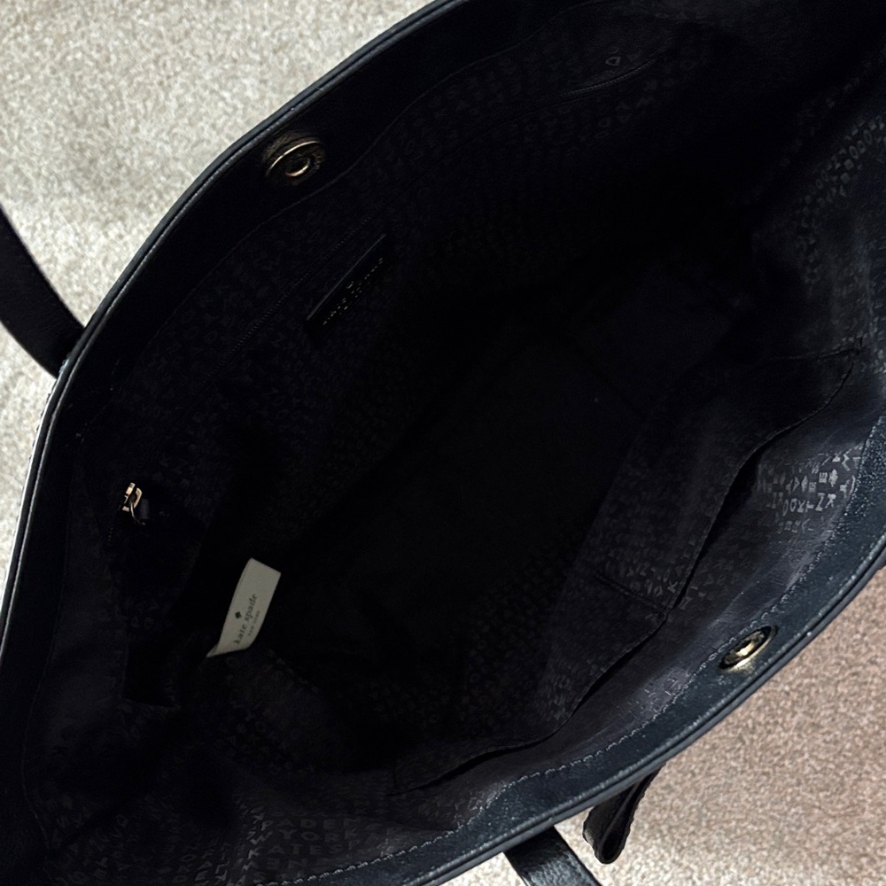 Kate Spade Black Leather Handbag with Gold Accent - Picture 7 of 8